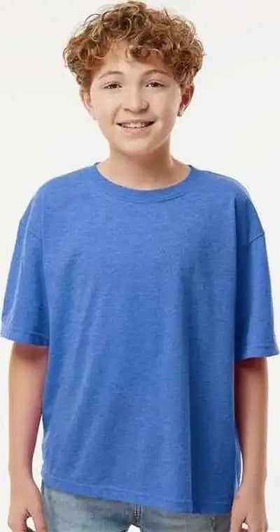 M&amp;o 4850 Youth Gold Soft Touch T-shirt - Heather Royal