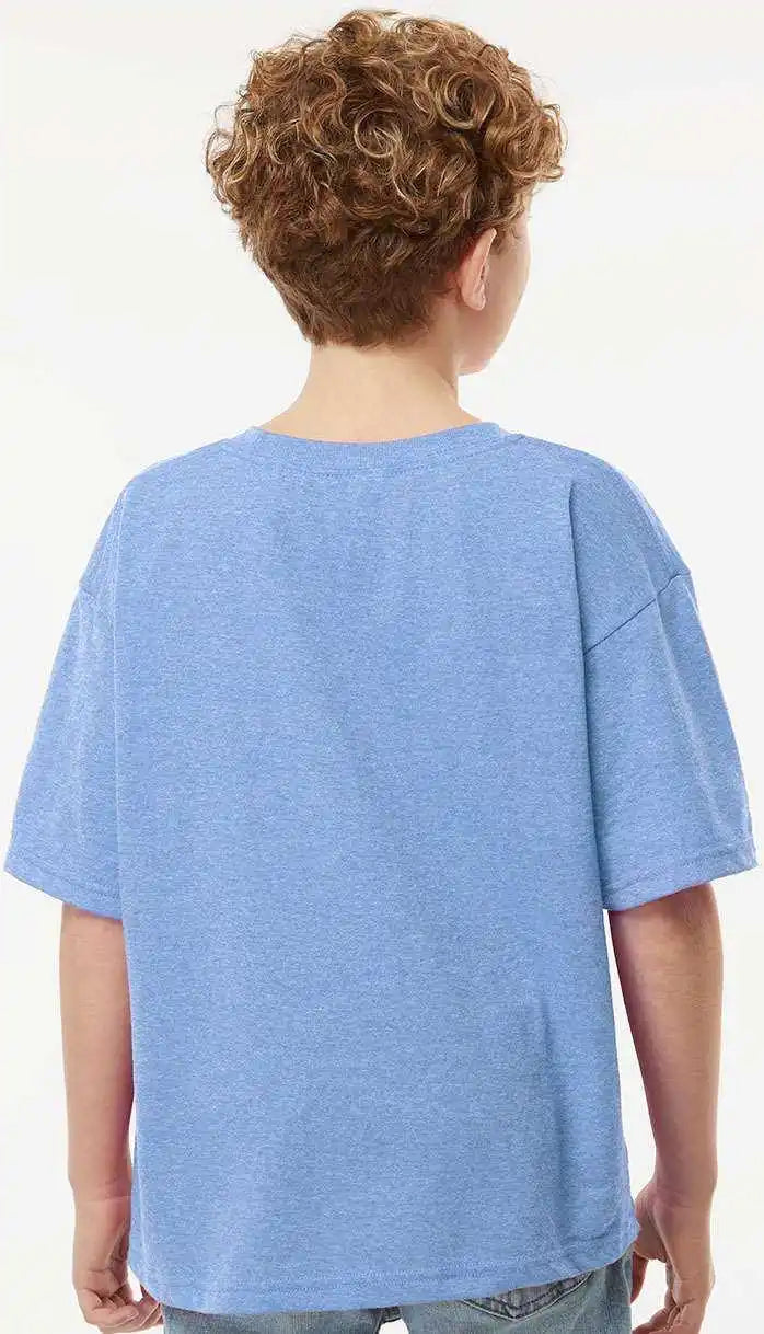 M&amp;o 4850 Youth Gold Soft Touch t Shirt Light Blue Heather