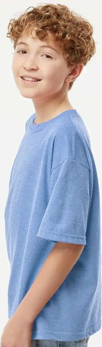 M&amp;o 4850 Youth Gold Soft Touch t Shirt Light Blue Heather