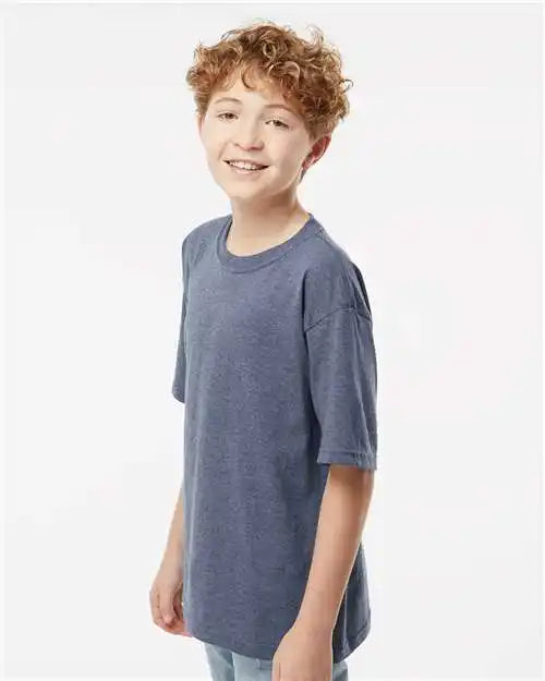 M&amp;o 4850m Youth Gold Soft Touch T-shirt - 4850 - Heather Navy
