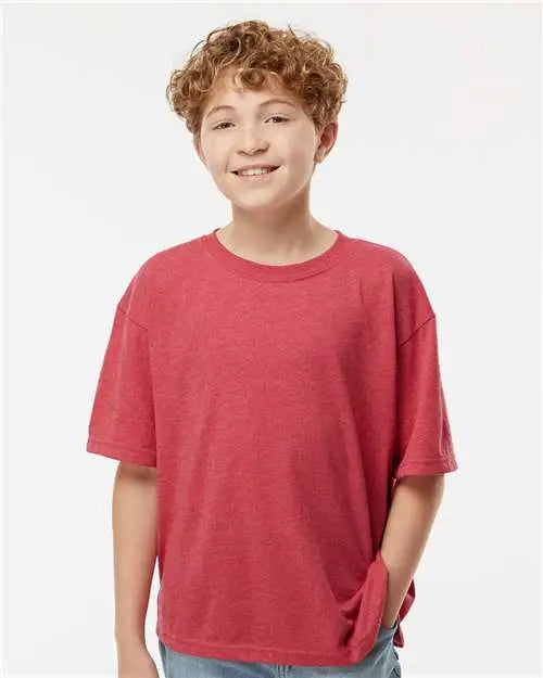 M&o 4850m Youth Gold Soft Touch T-shirt - 4850 - Heather Red