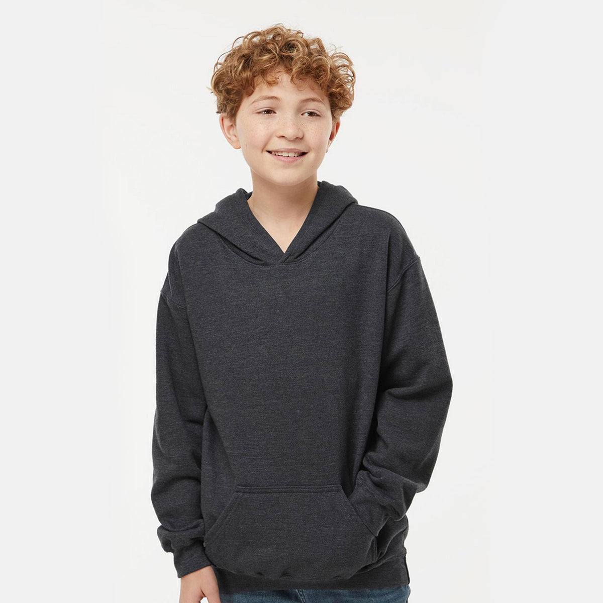 M&o 7800y Youth Ace Fleece Hooded Sweatshirt - Dark Heather