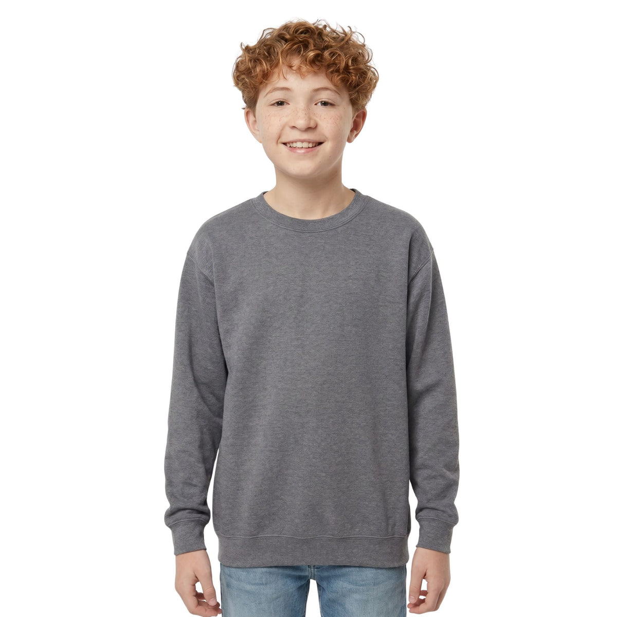 M&o 7810y Youth Ace Fleece Crewneck Sweatshirt - Heather Grey