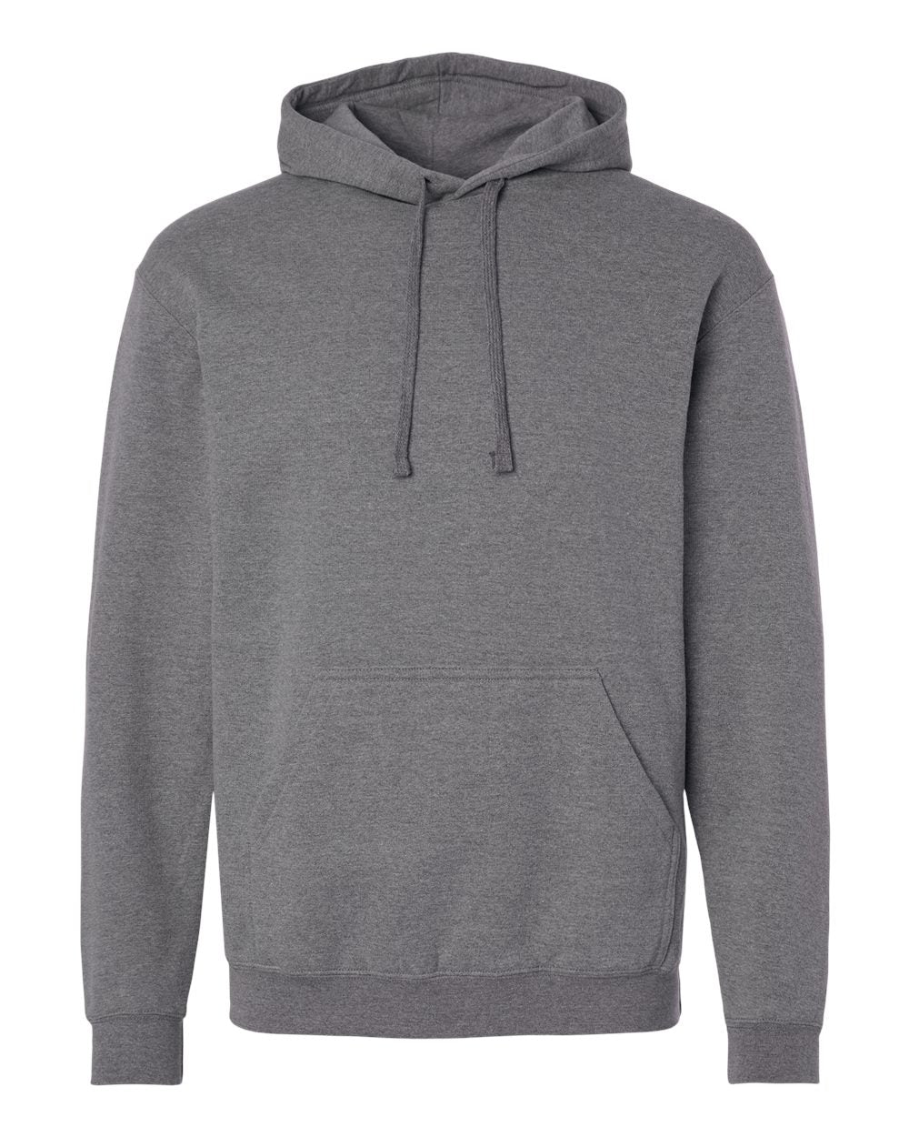 Front view of Heather Grey M&O 7800 ACE Fleece Hooded Sweatshirt