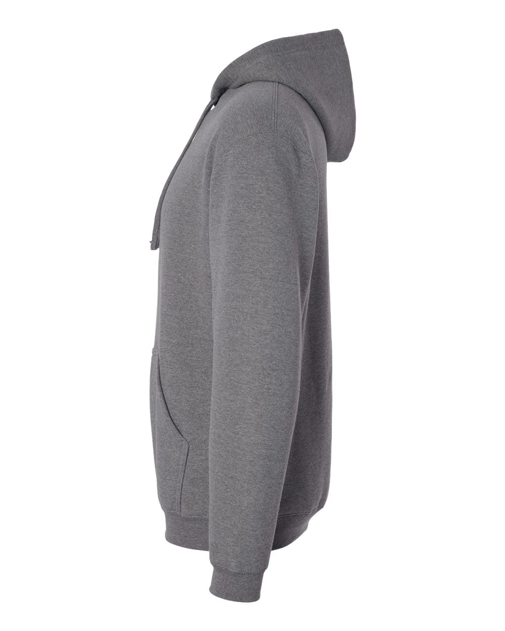 Side view of Heather Grey M&O 7800 ACE Fleece Hooded Sweatshirt