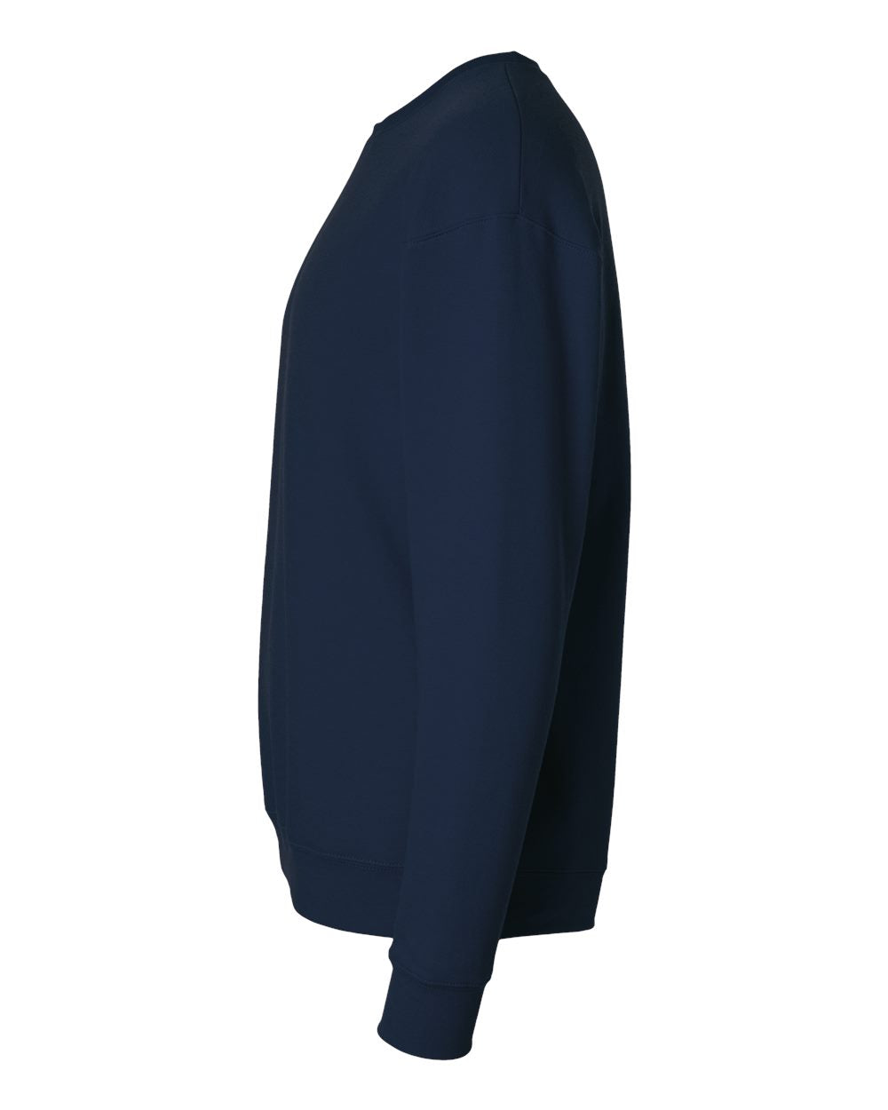 Side view of Deep Navy M&O 7810 ACE Fleece Crewneck Sweatshirt