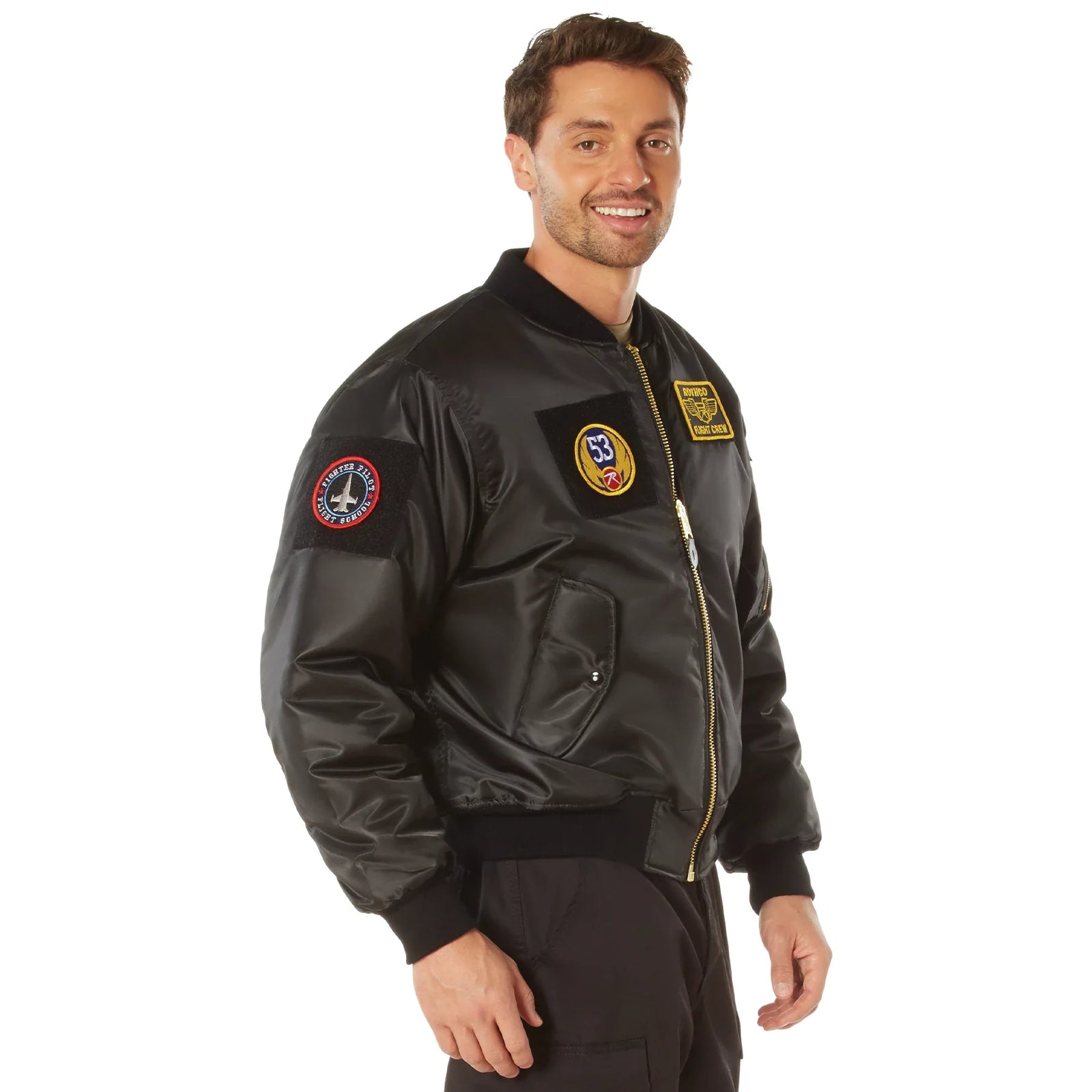 Ma-1 Flight Jacket with Patches - Black / Xs