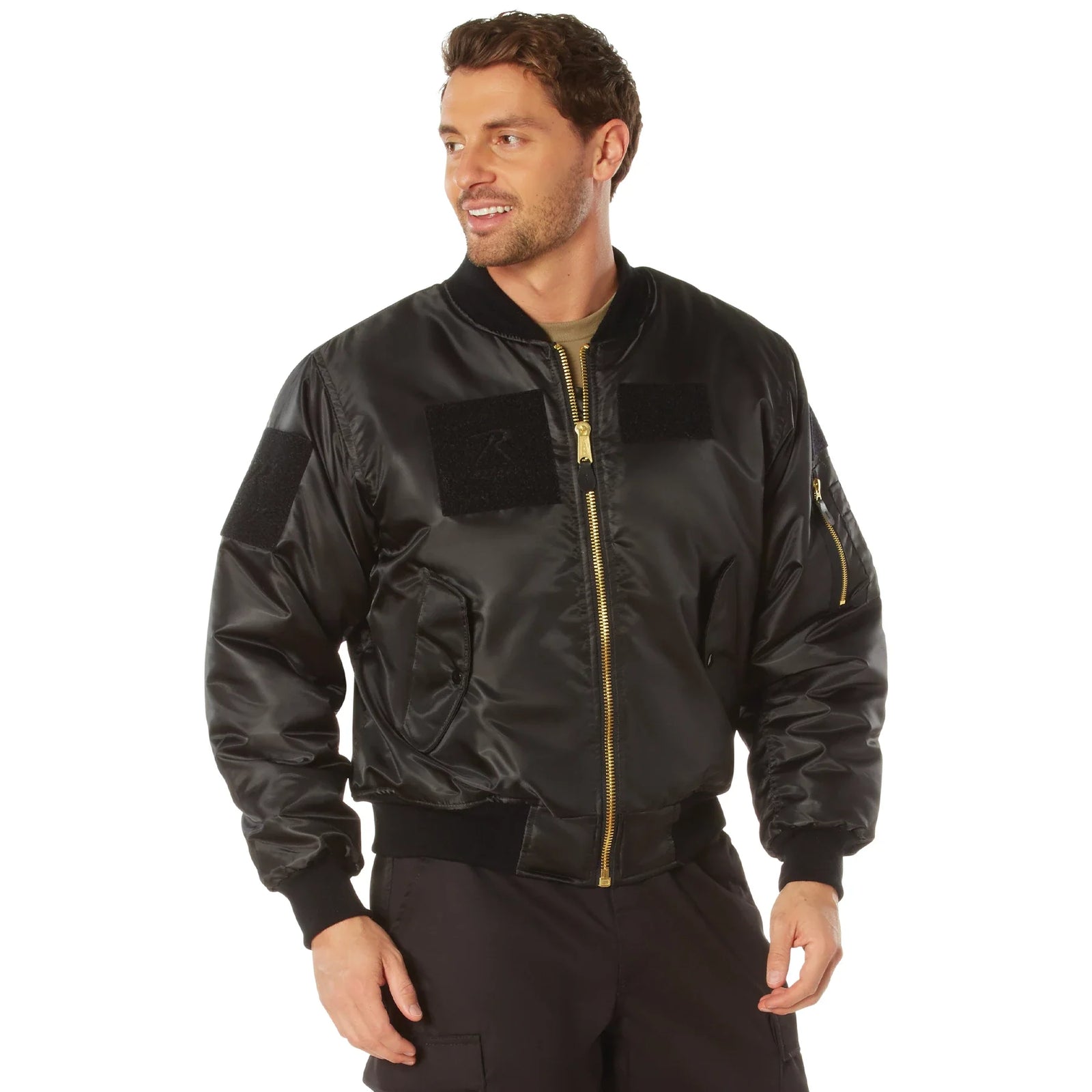 Ma-1 Flight Jacket with Patches - Black / Xs