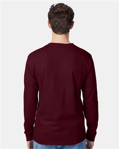 Maroon Authentic Long Sleeve Pocket T-Shirt - 5596