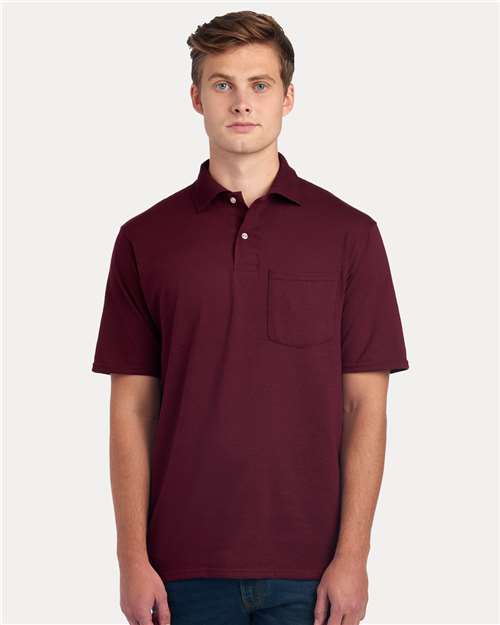 Maroon Dri-Power® Polo with Pocket - 436MP