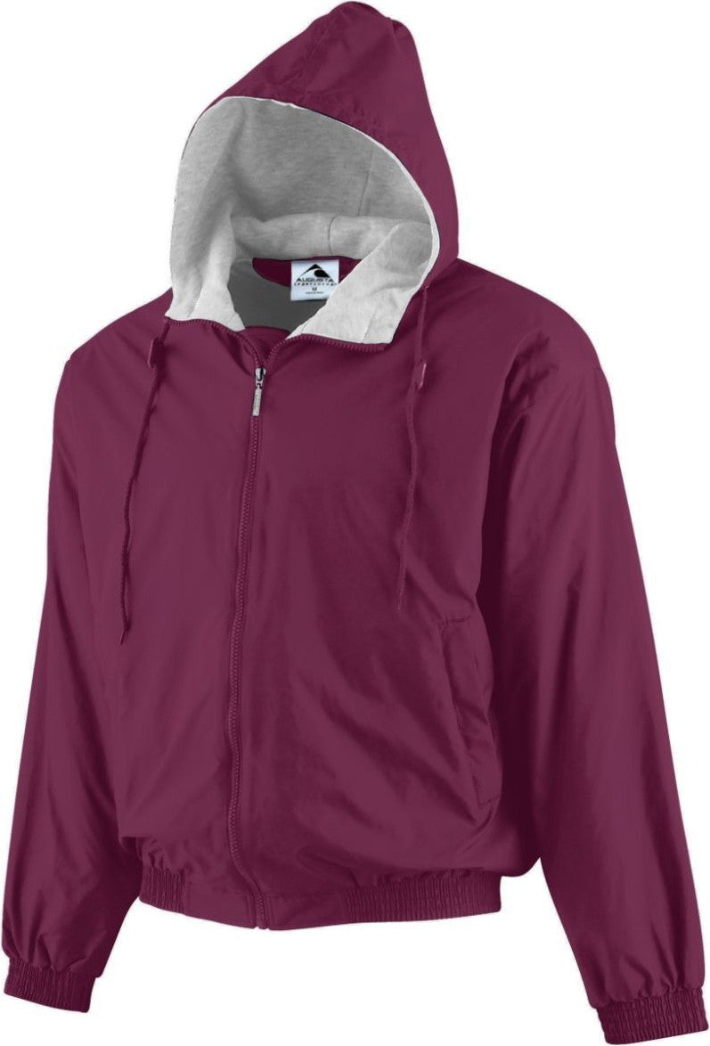 MAROON HOODED TAFFETA JKT/FLC LD