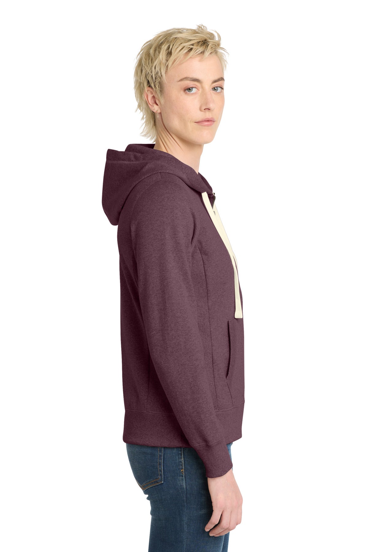 Maroon Hthr District Women's Re-Fleece Full-Zip Hoodie DT8103