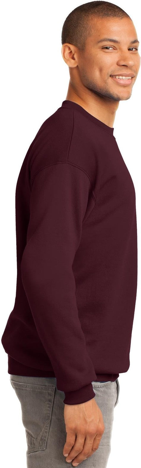 Maroon Port & Co Tall Essential Fleece Crewneck Sweatshirt. PC90T