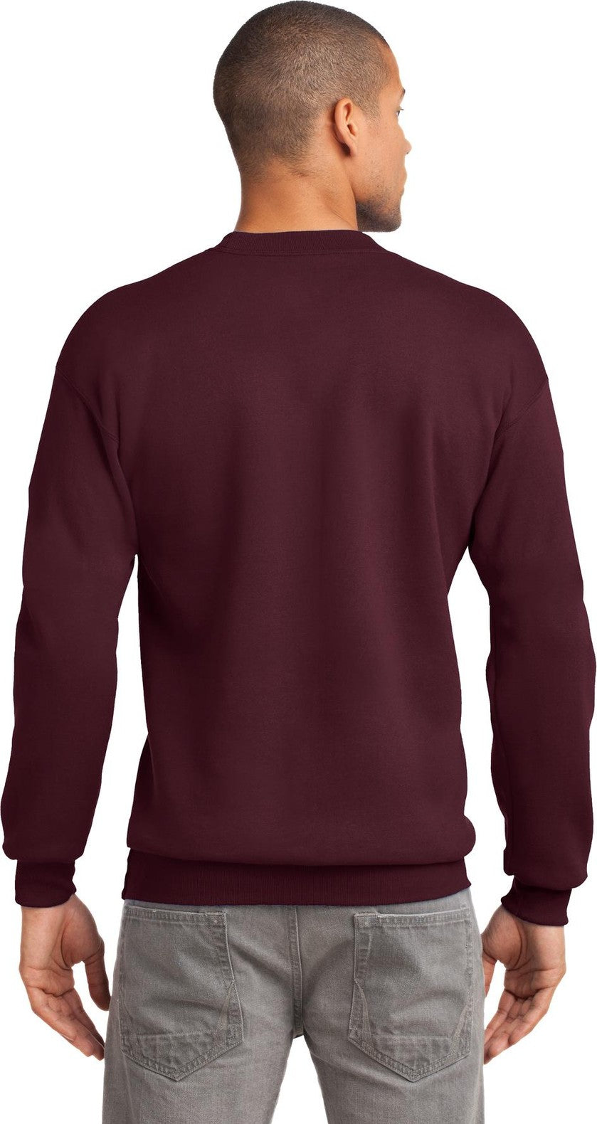 Maroon Port & Co Tall Essential Fleece Crewneck Sweatshirt. PC90T