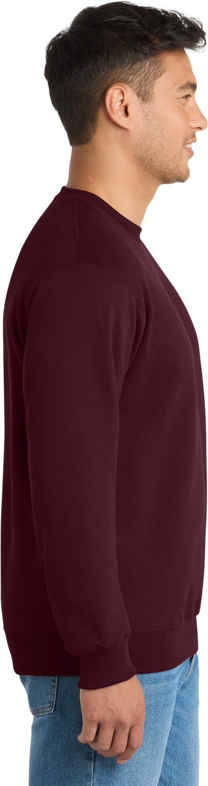 Maroon Port & Co Tall Essential Fleece Crewneck Sweatshirt. PC90T
