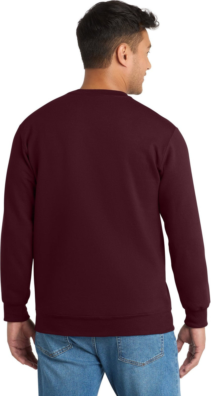 Maroon Port & Co Tall Essential Fleece Crewneck Sweatshirt. PC90T