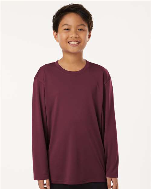 Maroon Pro-Lock Youth Performance Long Sleeve T-Shirt - 48400Y