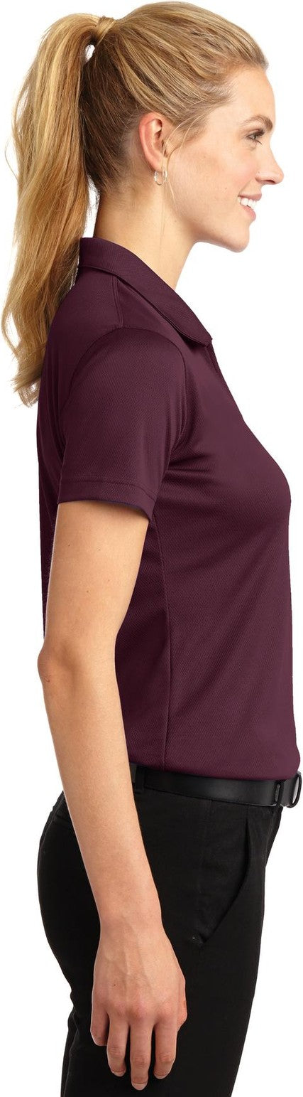 Maroon Sport-Tek Women's Dri-Mesh V-Neck Polo. L469
