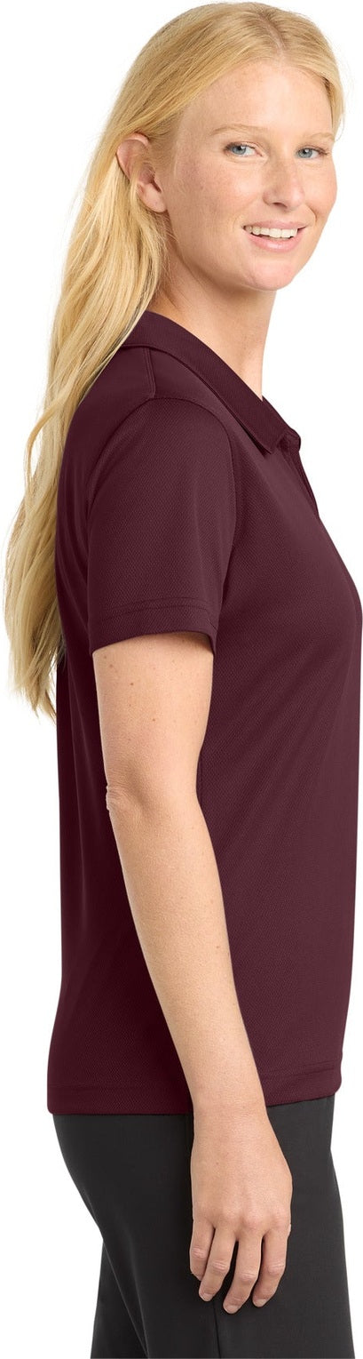Maroon Sport-Tek Women's Dri-Mesh V-Neck Polo. L469