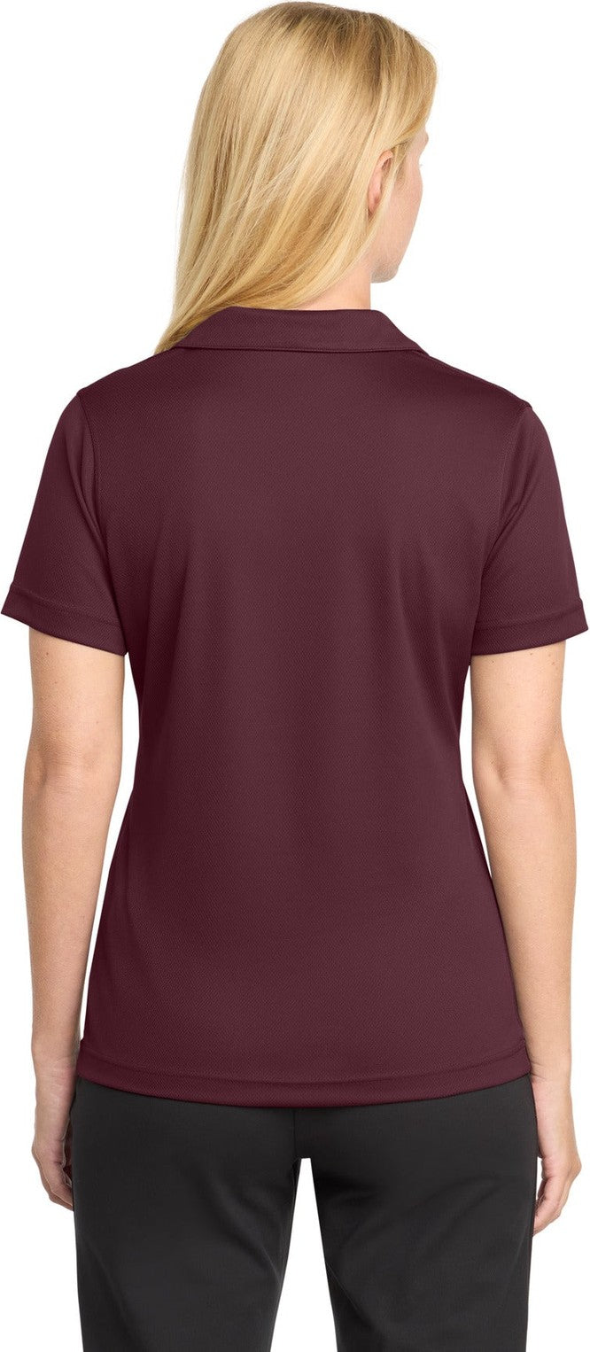 Maroon Sport-Tek Women's Dri-Mesh V-Neck Polo. L469