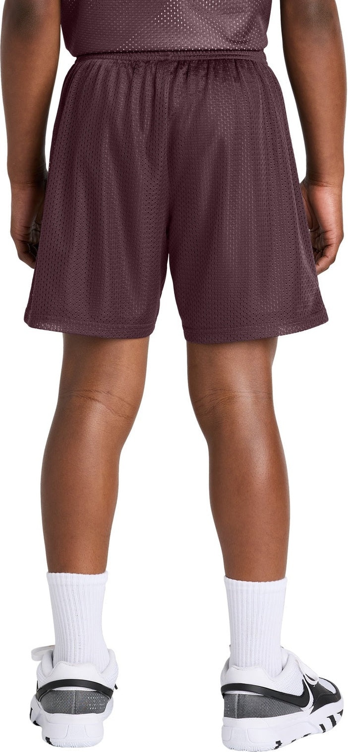 Maroon Sport-Tek Youth PosiCharge Mesh 5" Short YST5100