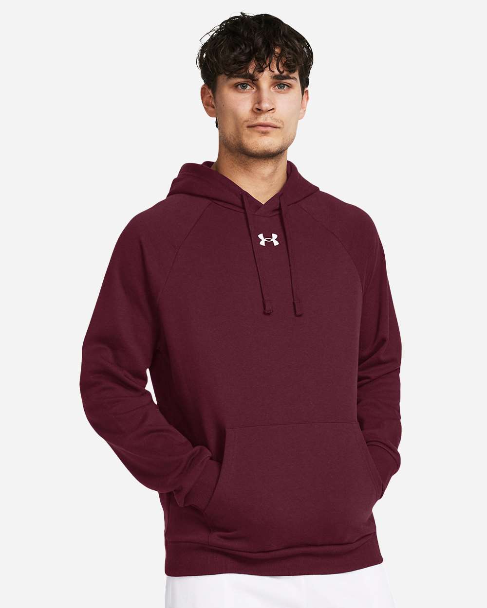 Maroon/ White Rival Fleece Hooded Sweatshirt - 1379757 plain
