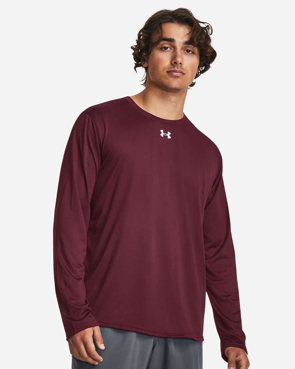 Maroon/ White Team Tech™ Long Sleeve T-Shirt - 1376843 plain