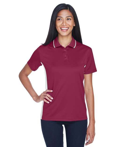 Rear View of Maroon/ White Women's Cool & Dry Sport Two-Tone Polo - 8406L