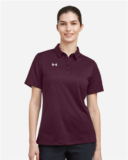Maroon/ White Women's Tech™ Polo - 1370431 plain