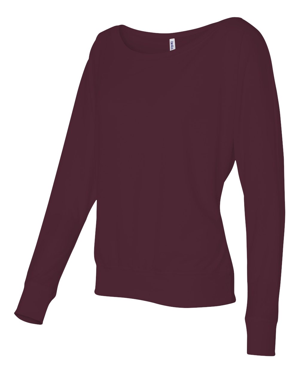Maroon Women’s Flowy Off Shoulder Long Sleeve Tee - 8850