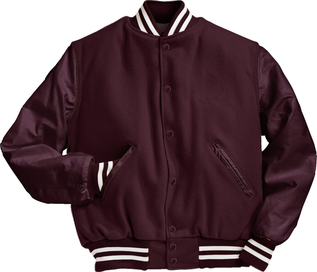 MAROON/MAROON/WHITE VARSITY WOOL JACKET