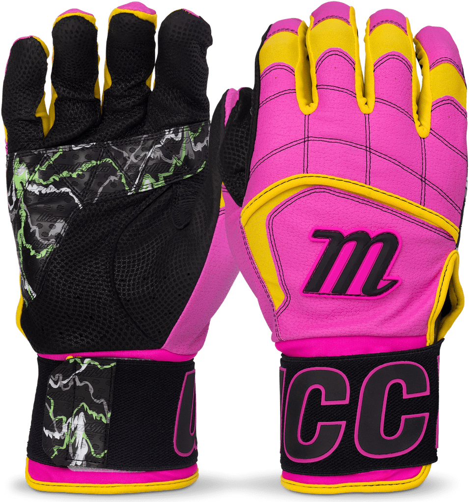 Marucci Blacksmith Tactical Adult Batting Gloves - Pink Yellow