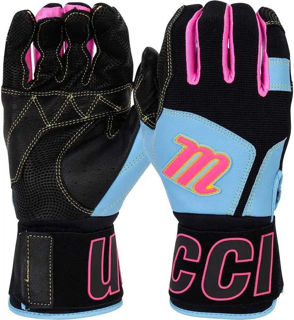 Marucci Blacksmith V2 Baseball Adult Batting Gloves - Black Columbia Blue