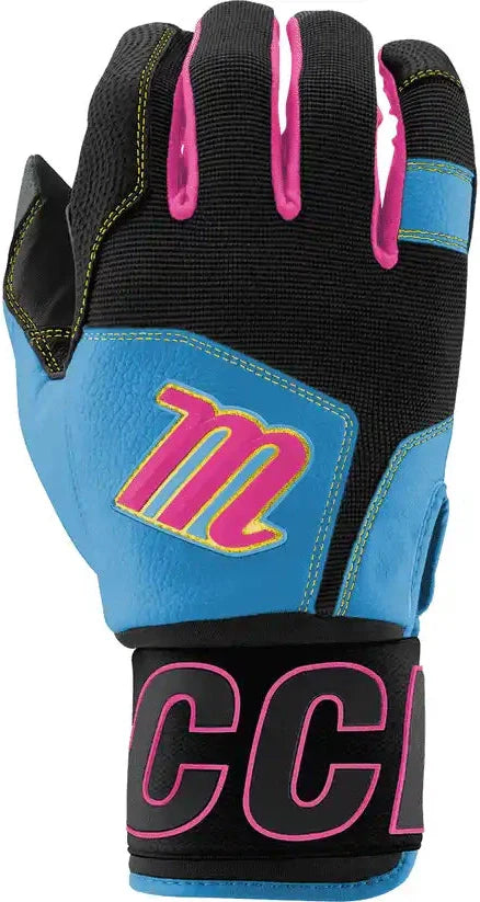 Marucci Blacksmith V2 Baseball Adult Batting Gloves - Black Columbia Blue