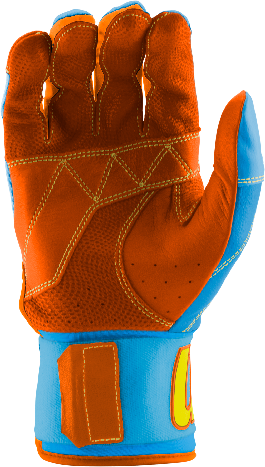Marucci Blacksmith V2 Baseball Adult Batting Gloves - Columbia Blue Orange