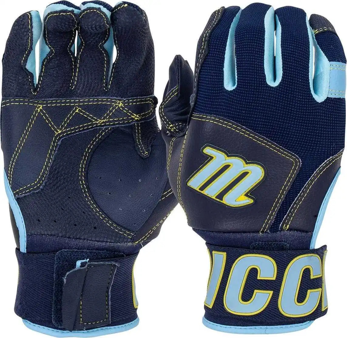 Marucci Blacksmith V2 Baseball Adult Batting Gloves - Columbia Blue Navy