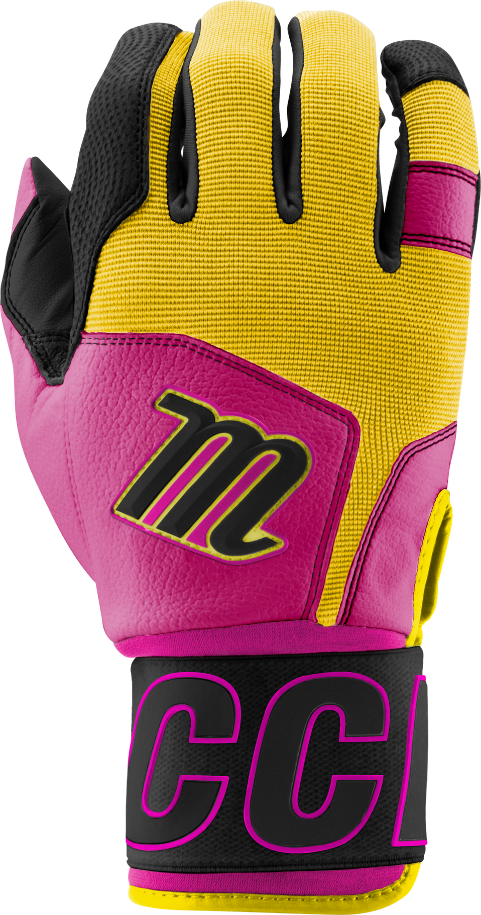 Marucci Blacksmith V2 Baseball Adult Batting Gloves - Pink Yellow