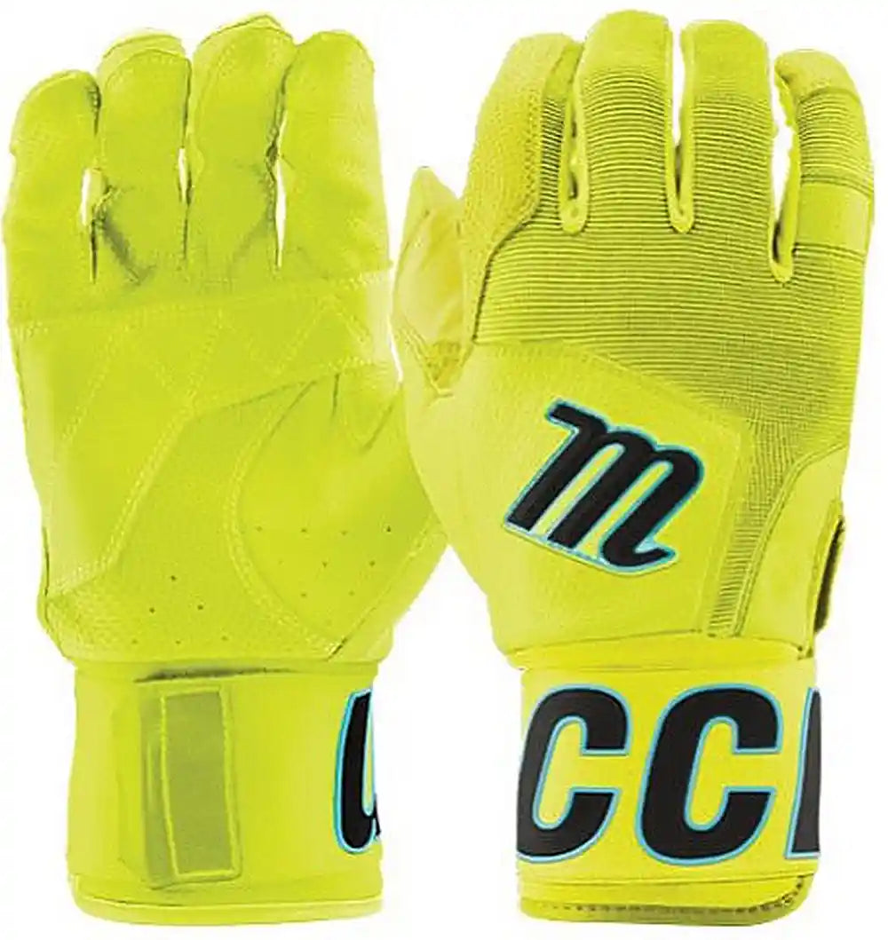 Marucci Blacksmith V2 Baseball Adult Batting Gloves - Yellow Black