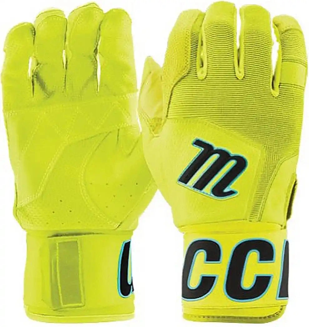 Marucci Blacksmith V2 Baseball Adult Batting Gloves - Yellow Black