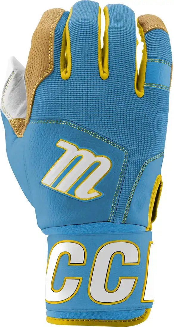 Marucci Blacksmith V2 Youth Batting Glove - Columbia Blue Yellow