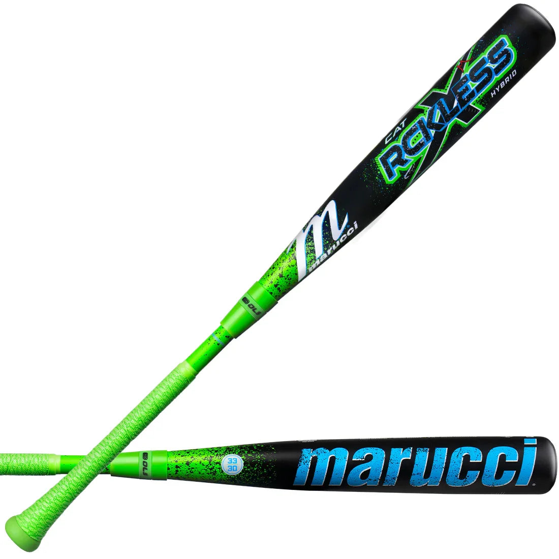 Marucci Cat x Rckless Hybrid (-3) Bbcor Bat Mcbcrh - Black Lime Green Blue