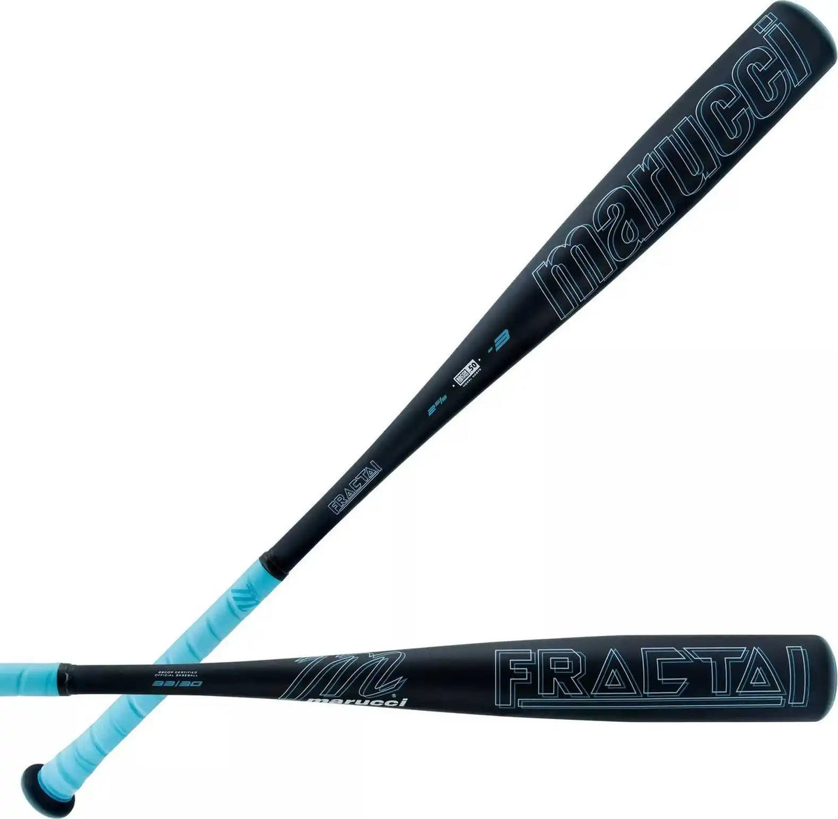 Marucci Fractal Bbcor (-3) Bat - Columbia Blue Black