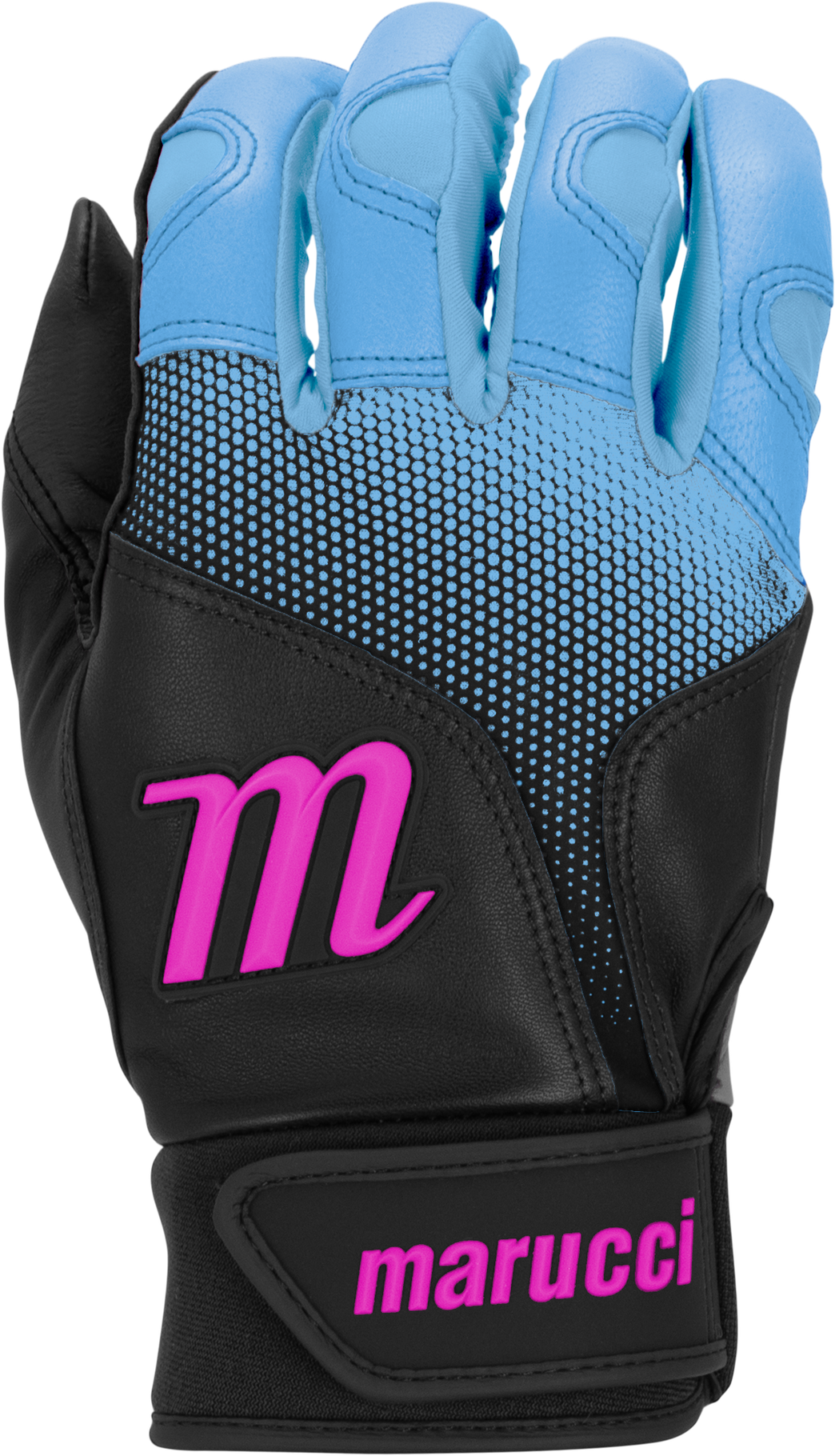 Marucci Pwr Fade Adult Batting Gloves - Black Columbia Blue
