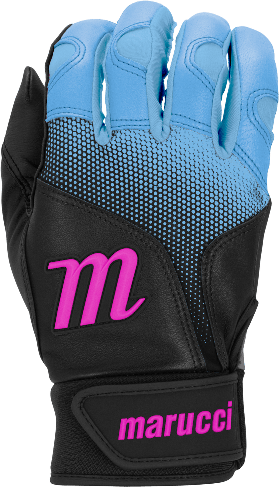 Marucci Pwr Fade Adult Batting Gloves - Black Columbia Blue
