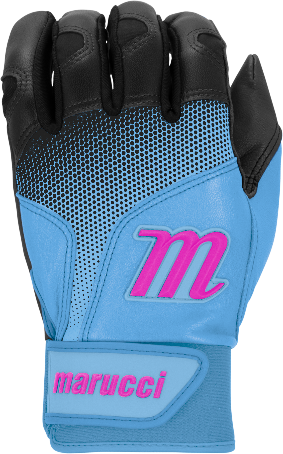 Marucci Pwr Fade Adult Batting Gloves - Black Columbia Blue