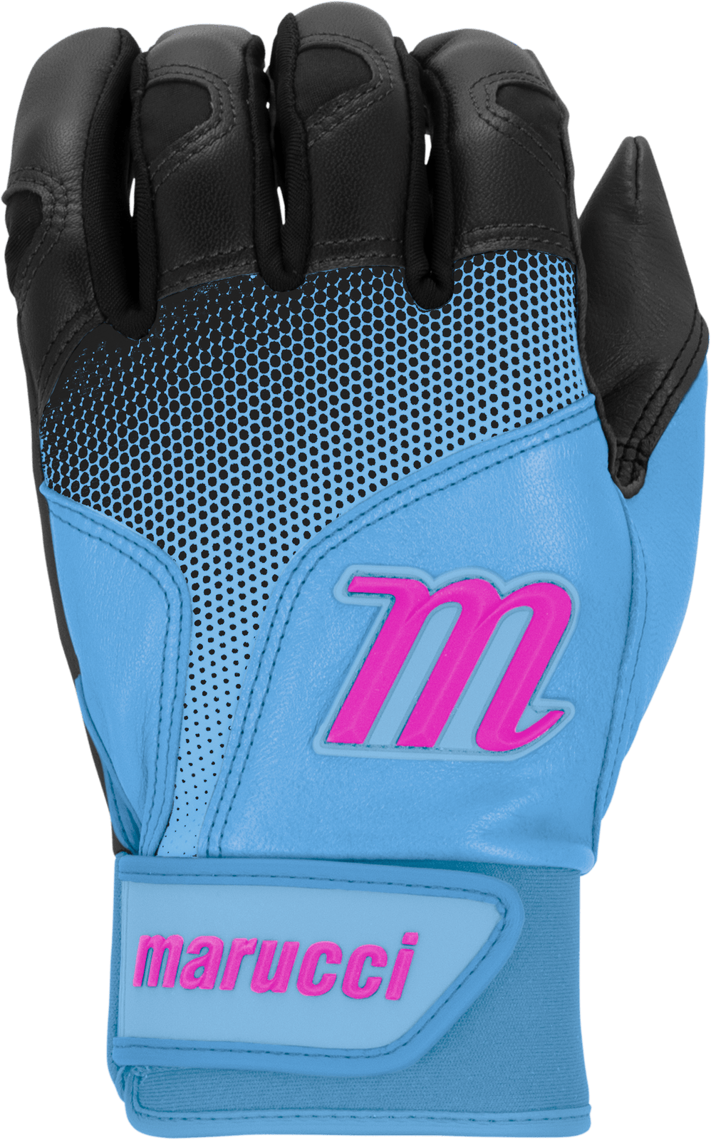 Marucci Pwr Fade Adult Batting Gloves - Black Columbia Blue