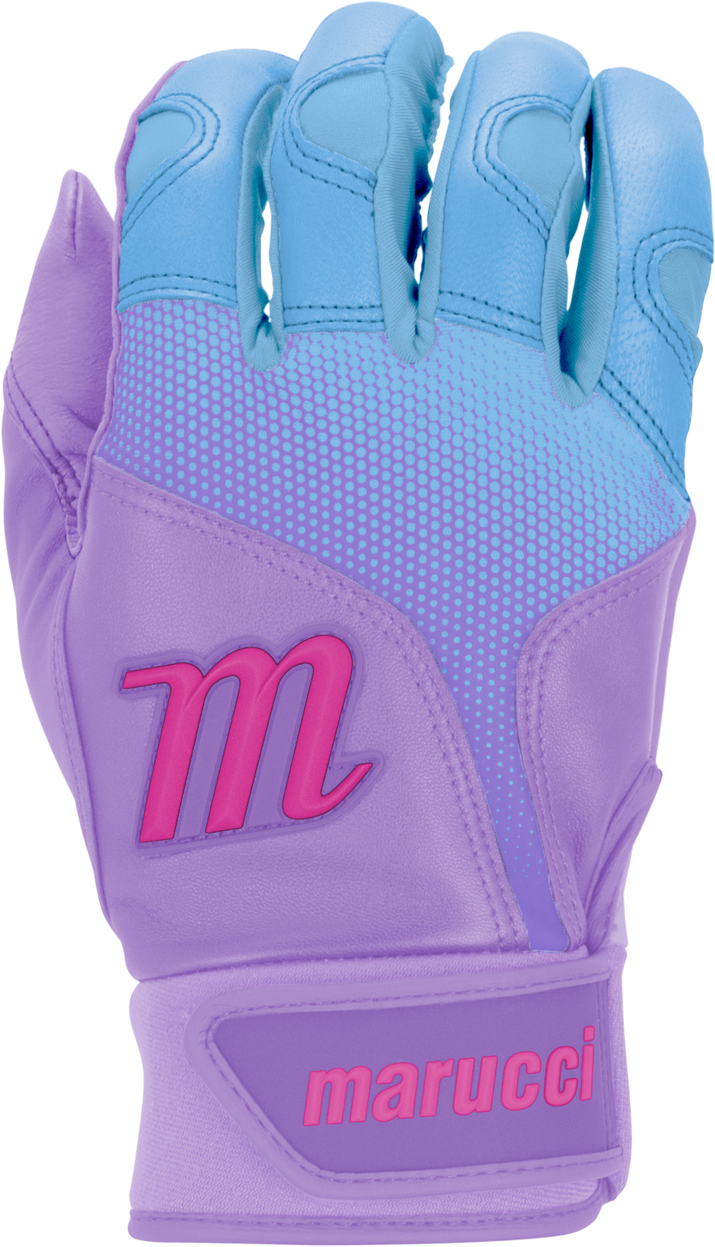 Marucci Pwr Fade Adult Batting Gloves - Light Purple Columbia Blue
