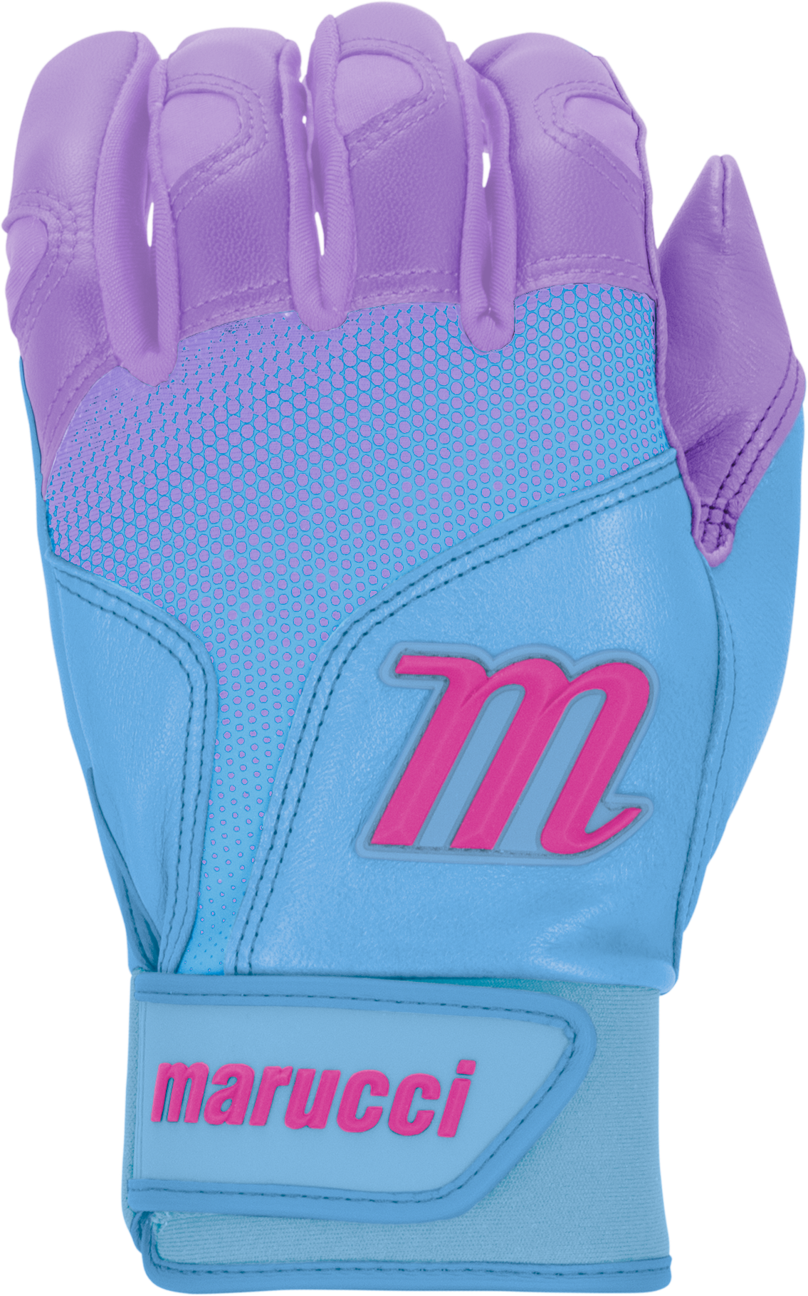 Marucci Pwr Fade Adult Batting Gloves - Light Purple Columbia Blue