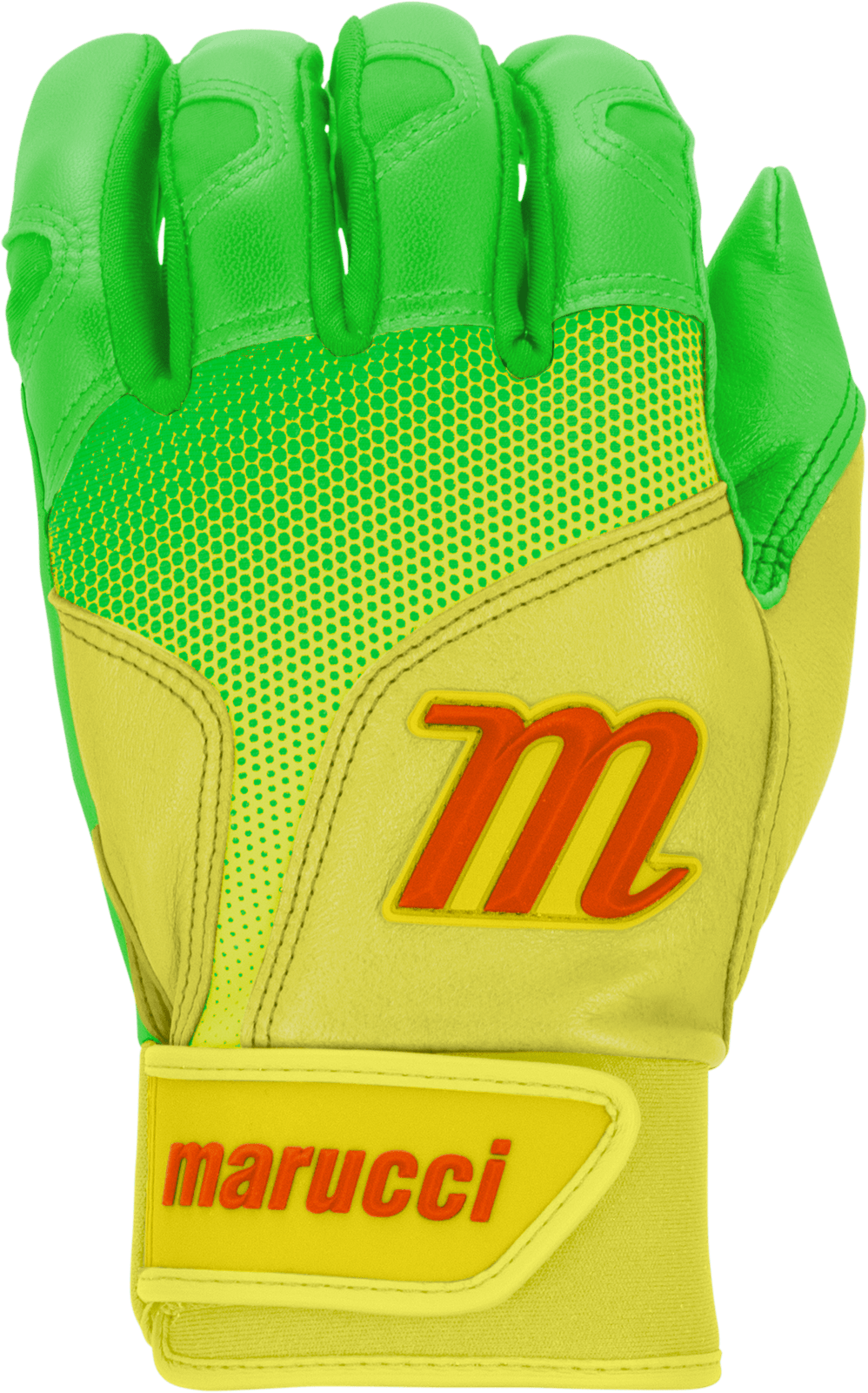 Marucci Pwr Fade Adult Batting Gloves - Lime Geen Yellow
