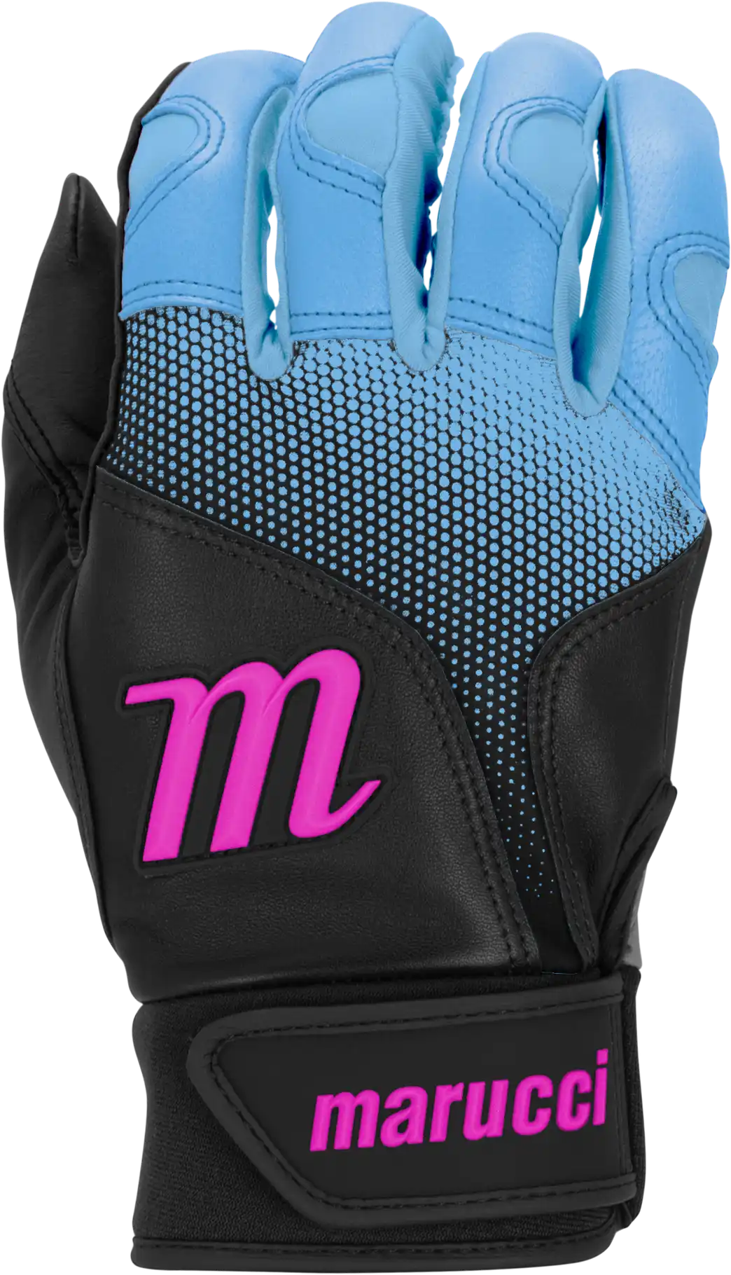 Marucci Pwr Fade Batting Gloves Youth Pair - Black Columbia Blue